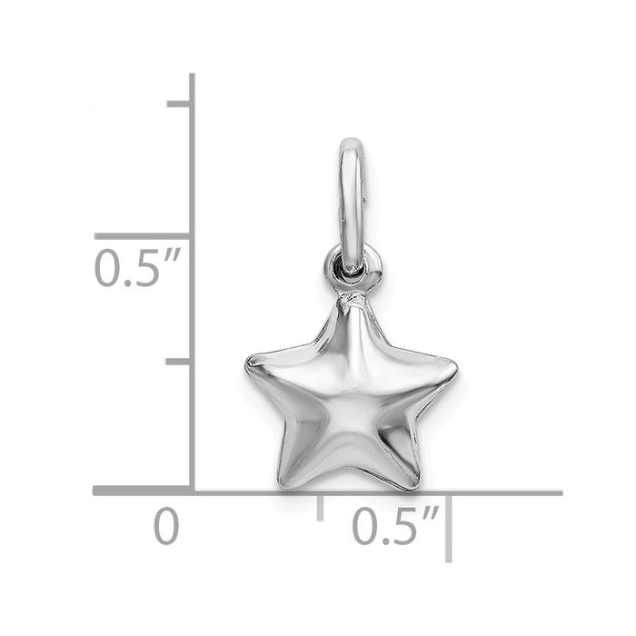 Million Charms 925 Sterling Silver Rhodium-plated Plated Polished Puffed Star Charm