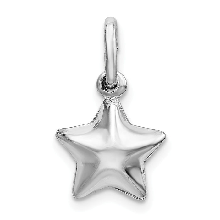 Million Charms 925 Sterling Silver Rhodium-plated Plated Polished Puffed Star Charm