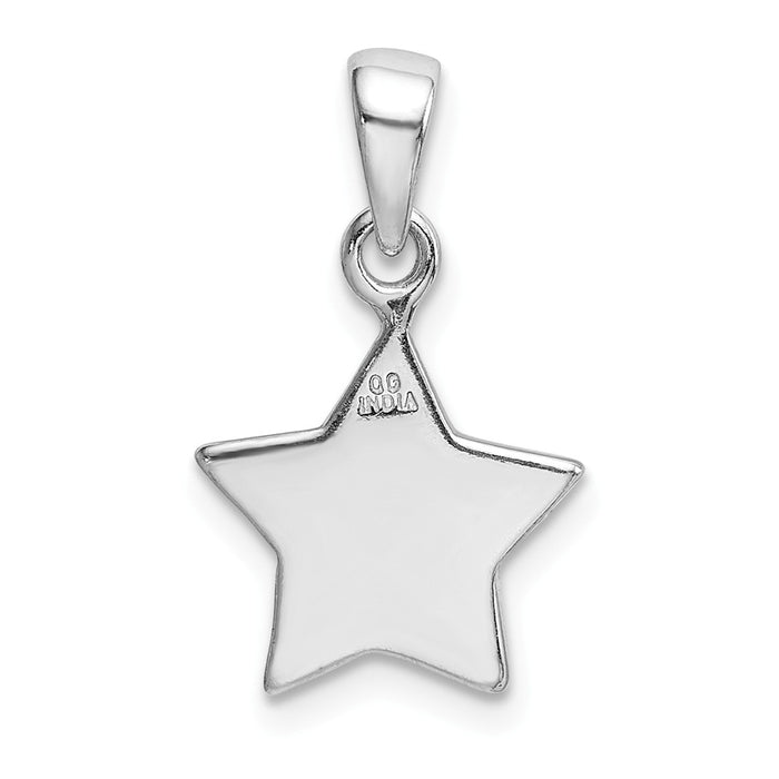 Million Charms 925 Sterling Silver Rhodium-Plated Glitter Enamel Fabric Star Pendant