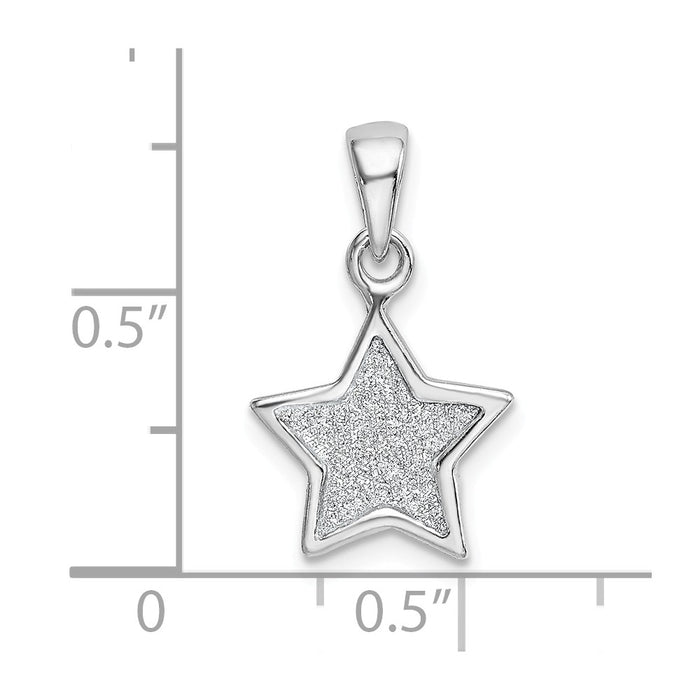 Million Charms 925 Sterling Silver Rhodium-Plated Glitter Enamel Fabric Star Pendant