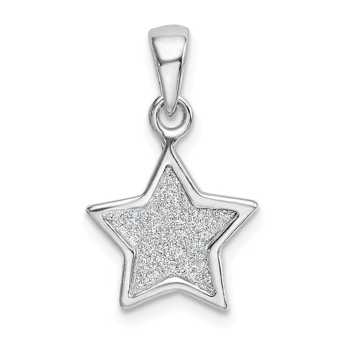 Million Charms 925 Sterling Silver Rhodium-Plated Glitter Enamel Fabric Star Pendant