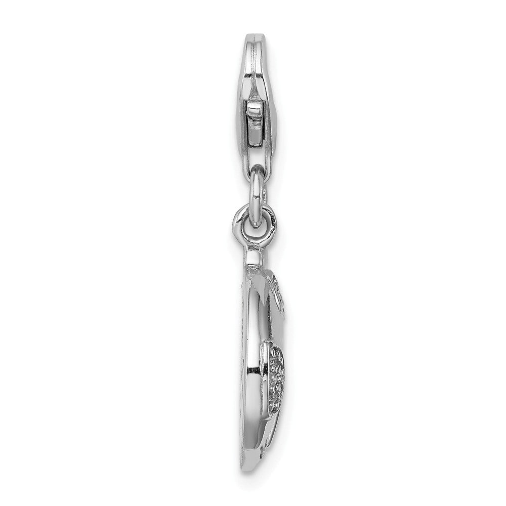 Million Charms 925 Sterling Silber Rhodium-Plated (Cubic Zirconia) CZ Ladybug With Lobster Clasp Charm