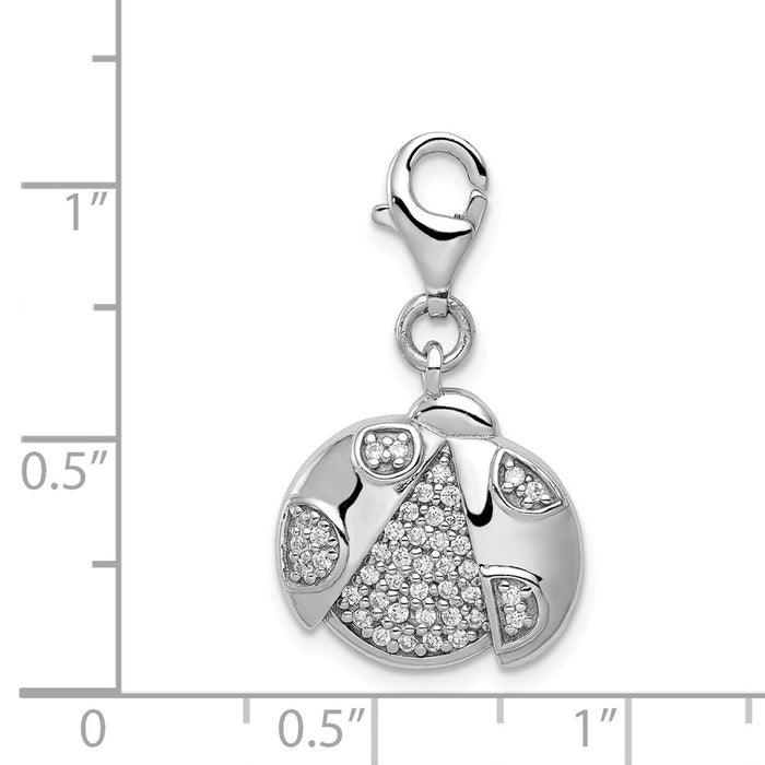 Million Charms 925 Sterling Silber Rhodium-Plated (Cubic Zirconia) CZ Ladybug With Lobster Clasp Charm