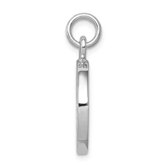 Million Charms 925 Sterling Silver Rhodium-Plated Polished Leaf Pendant