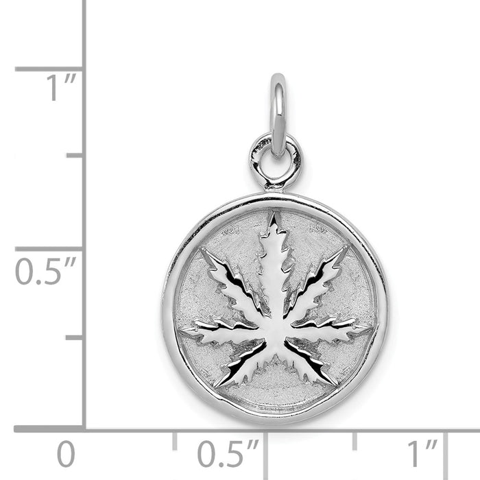 Million Charms 925 Sterling Silver Rhodium-Plated Polished Leaf Pendant