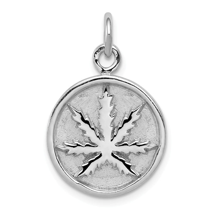 Million Charms 925 Sterling Silver Rhodium-Plated Polished Leaf Pendant