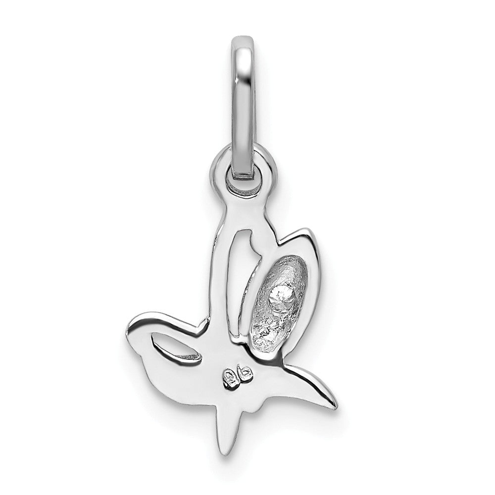 Million Charms 925 Sterling Silver Rhodium-Plated (Cubic Zirconia) CZ Butterfly Pendant