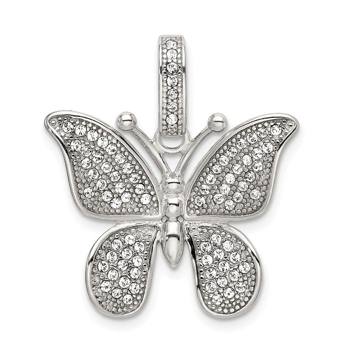 Million Charms 925 Sterling Silver Polished Swarovski Crystal Butterfly Pendant