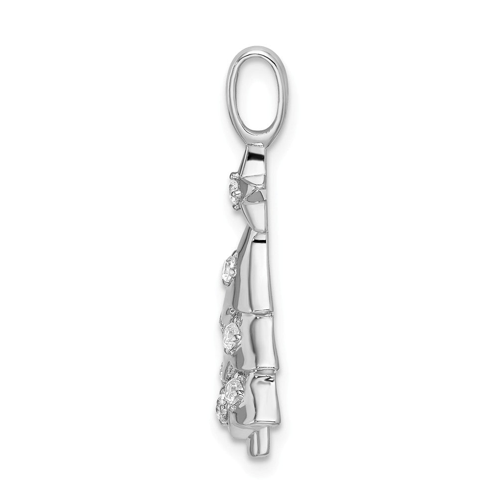 Million Charms 925 Sterling Silver Rhodium-Plated (Cubic Zirconia) CZ Christmas Tree Pendant