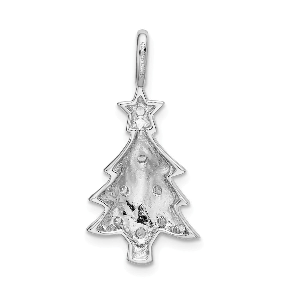 Million Charms 925 Sterling Silver Rhodium-Plated (Cubic Zirconia) CZ Christmas Tree Pendant