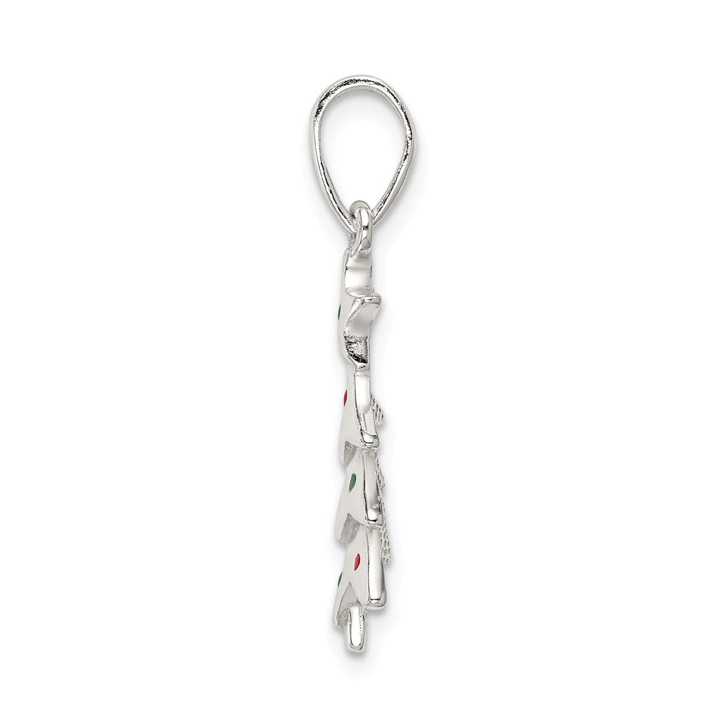 Million Charms 925 Sterling Silver Polished Enameled Christmas Tree Pendant
