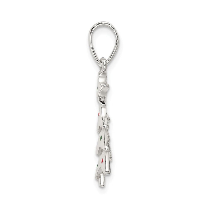 Million Charms 925 Sterling Silver Polished Enameled Christmas Tree Pendant