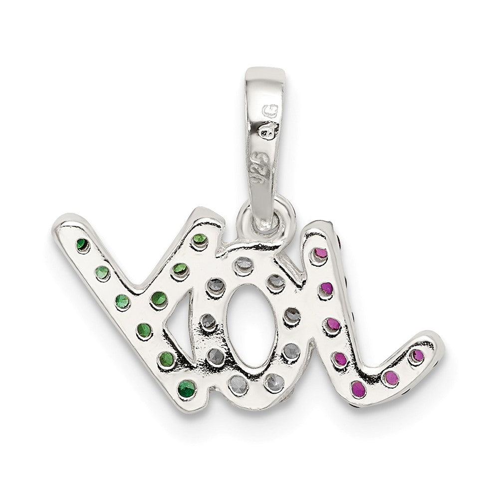 Million Charms 925 Sterling Silver Polished Red White & Green (Cubic Zirconia) CZ Joy Pendant