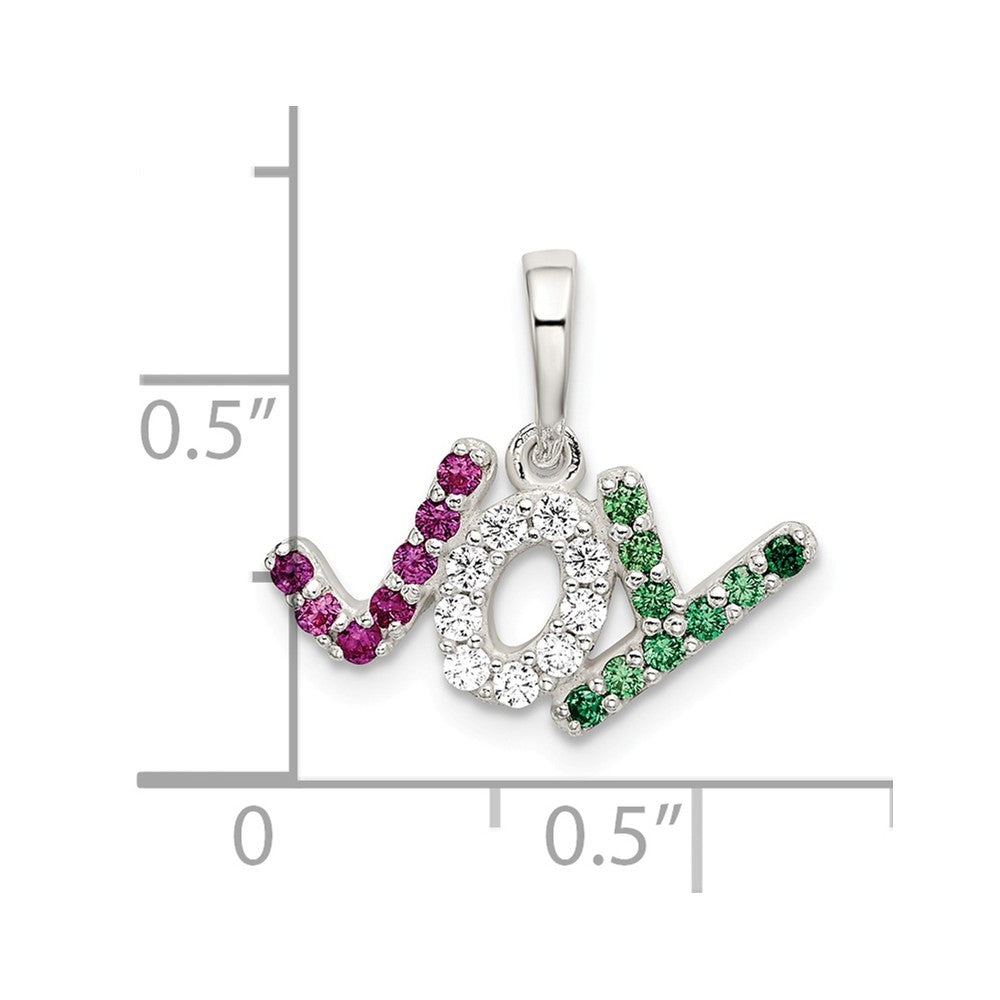 Million Charms 925 Sterling Silver Polished Red White & Green (Cubic Zirconia) CZ Joy Pendant