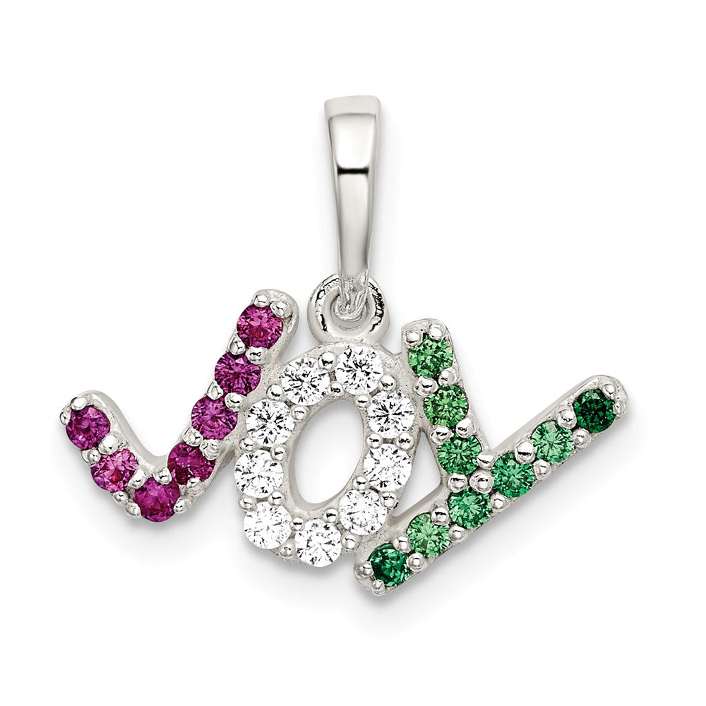 Million Charms 925 Sterling Silver Polished Red White & Green (Cubic Zirconia) CZ Joy Pendant