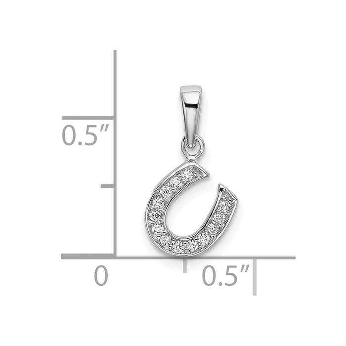Million Charms 925 Sterling Silver Rhodium-Plated (Cubic Zirconia) CZ Horseshoe Pendant