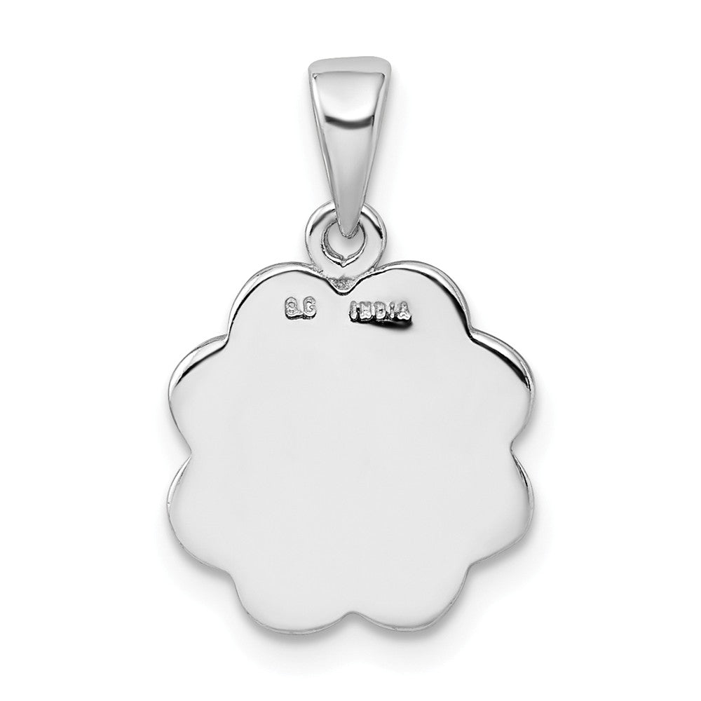 Million Charms 925 Sterling Silver Rhodium-Plate Enamel Glitter Fabric Lucky Clover  Hearts Pendant