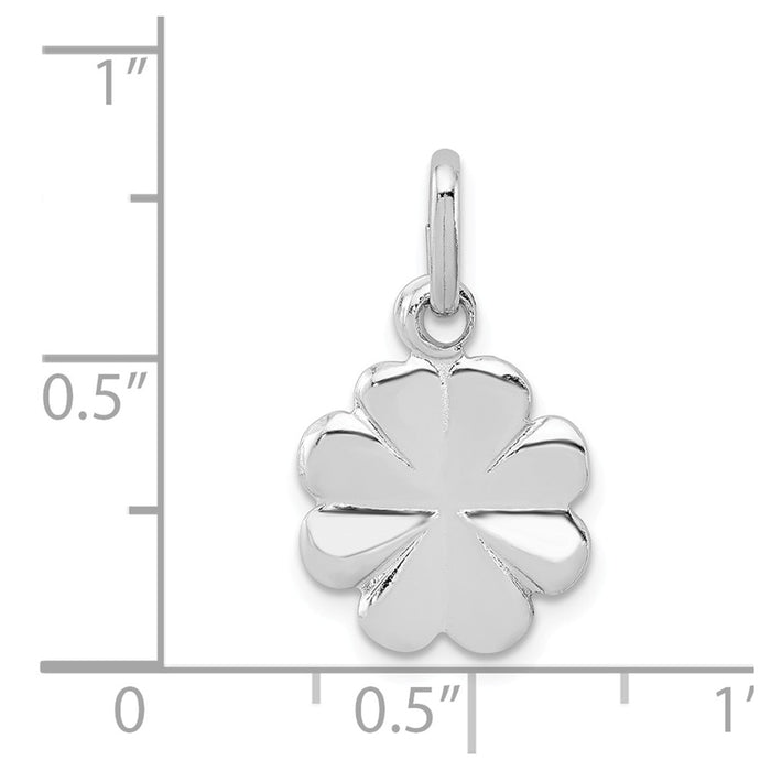 Million Charms 925 Sterling Silver Rhodium-plated Plated Polished Lucky Clover  Charm