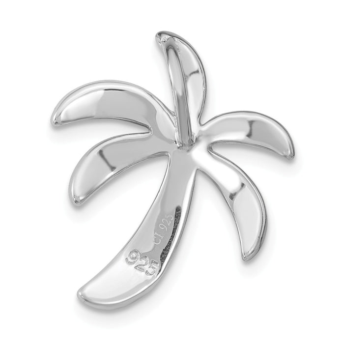 Million Charms 925 Sterling Silver Rhodium-Plated Created Abalone Palm Tree Pendant