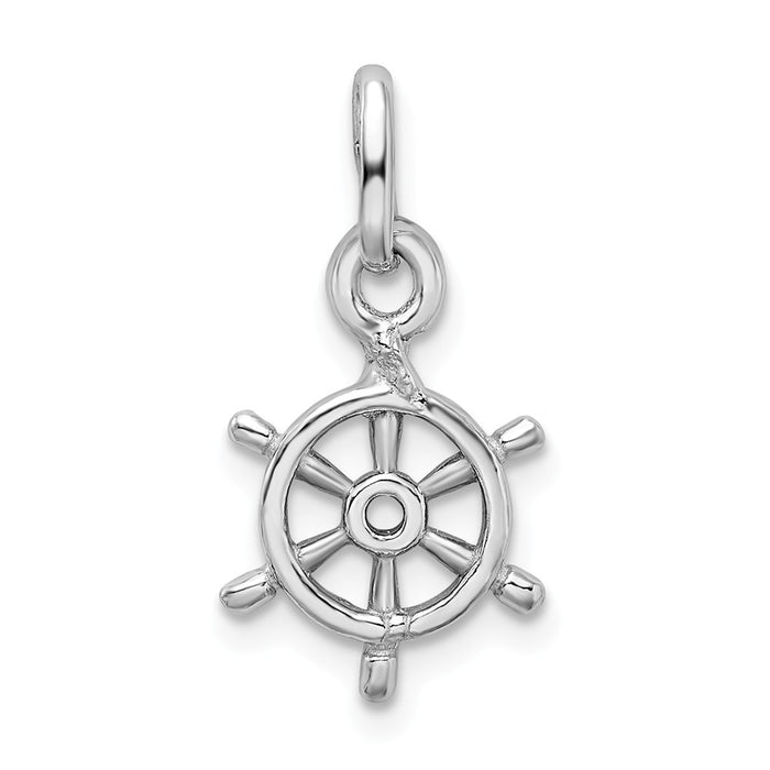 Million Charms 925 Sterling Silver Rhodium-plated Plated Polished Captain'S Wheel Charm