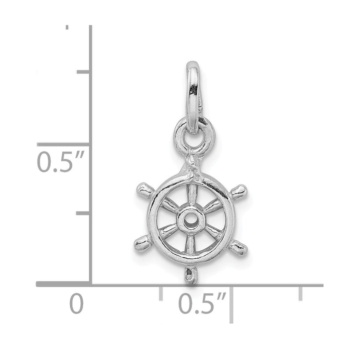 Million Charms 925 Sterling Silver Rhodium-plated Plated Polished Captain'S Wheel Charm