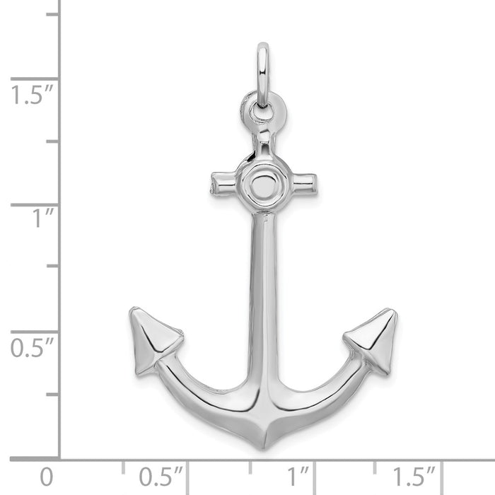 Million Charms 925 Sterling Silver Rhodium-plated Plated Polished Nautical Anchor Charm