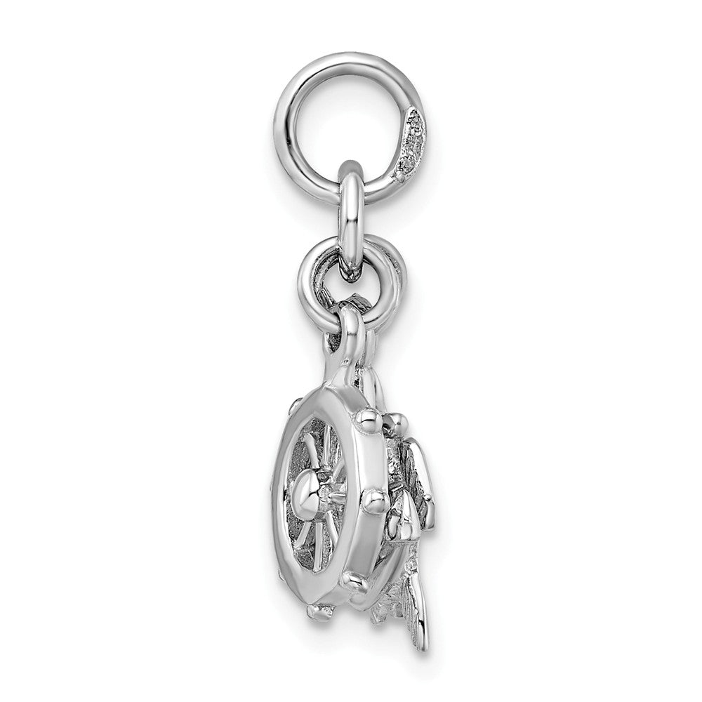 Million Charms 925 Sterling Silver Rhodium-Plated Antiqued Turtle, Nautical Anchor & Wheel Charm