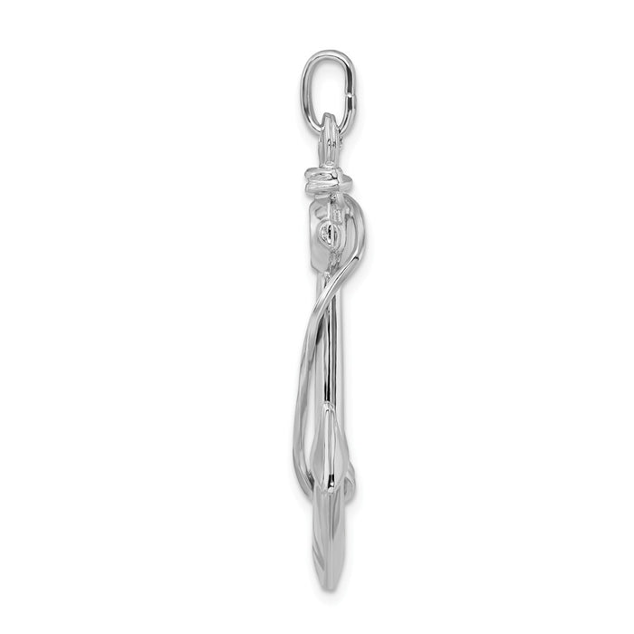 Million Charms 925 Sterling Silver Rhodium-plated Plated Polished Nautical Anchor With Rope Charm