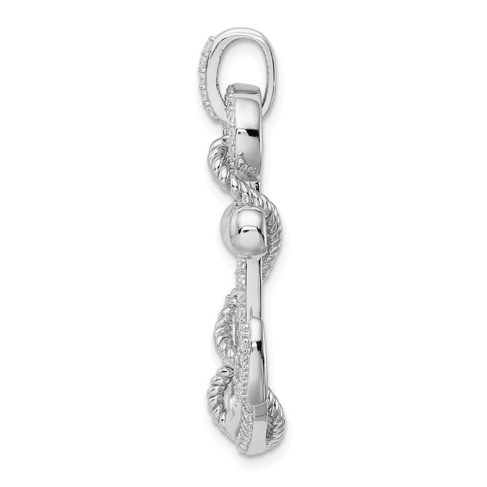 Million Charms 925 Sterling Silver Rhodium-Plated (Cubic Zirconia) CZ Nautical Anchor Pendant