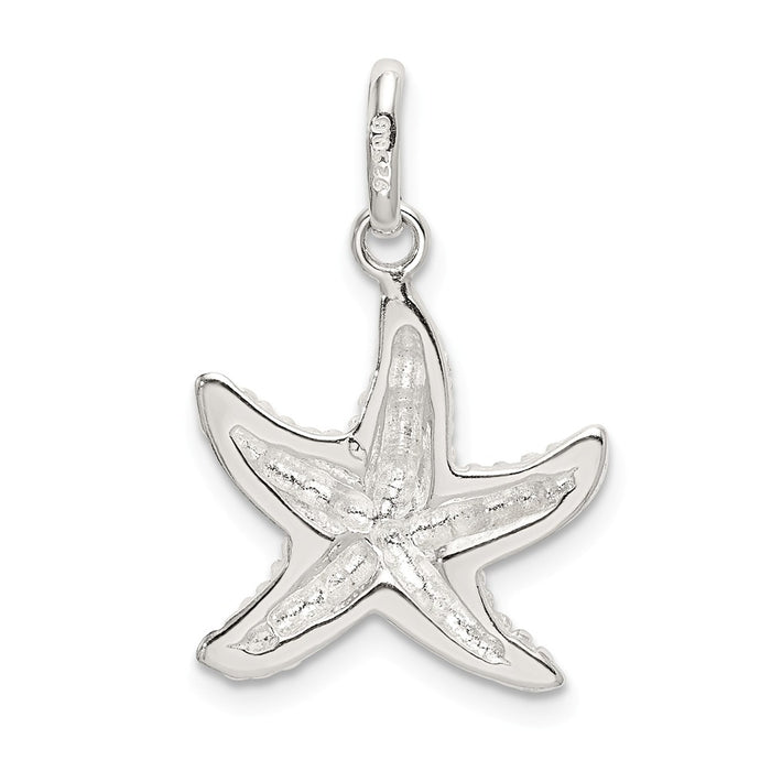 Million Charms 925 Sterling Silver Polished, Textured Nautical Starfish Charm
