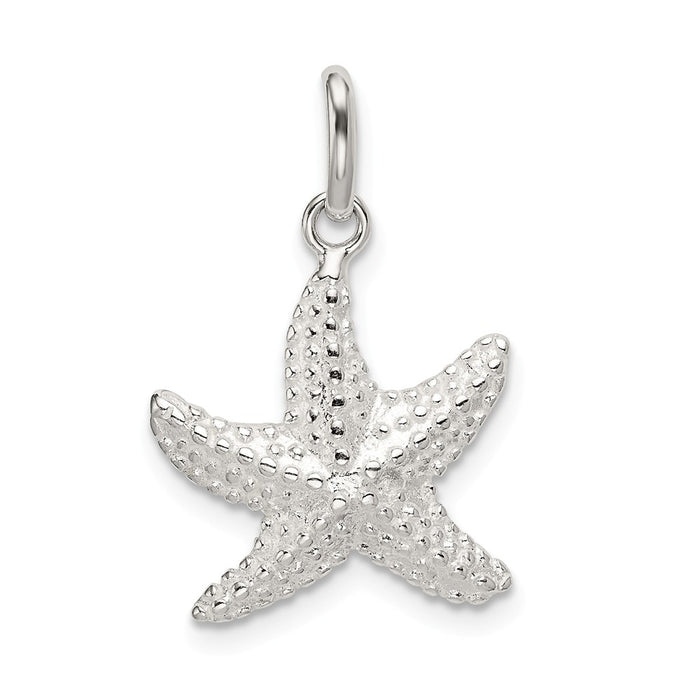 Million Charms 925 Sterling Silver Polished, Textured Nautical Starfish Charm
