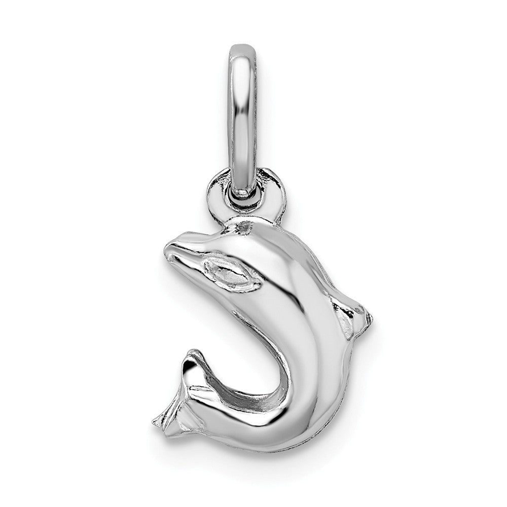 Million Charms 925 Sterling Silver Rhodium-plated Plated Polished Jumping Dolphin Charm