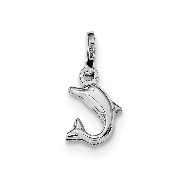Million Charms 925 Sterling Silver Rhodium-plated Plated Polished Jumping Dolphin Charm