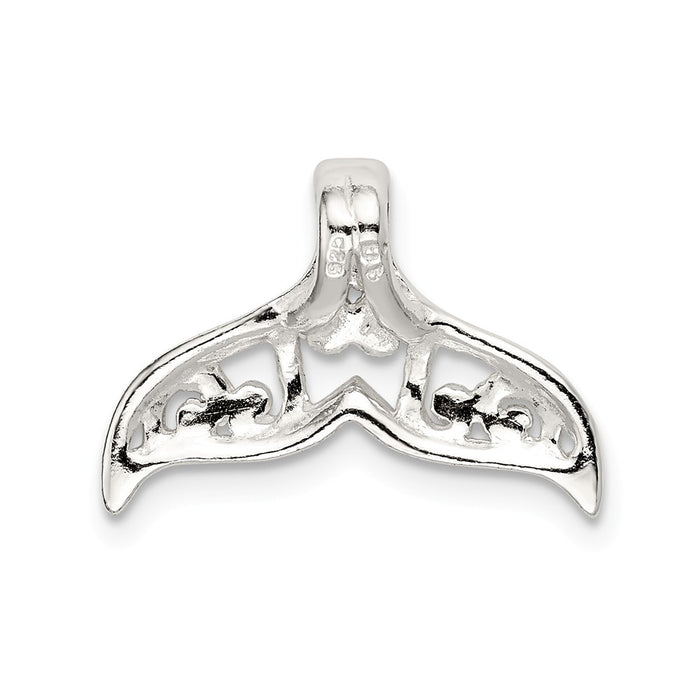 Million Charms 925 Sterling Silver Polished Filigree Whale Tail Chain Slide
