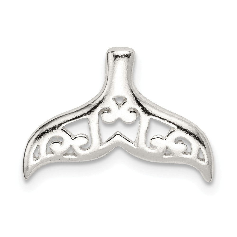 Million Charms 925 Sterling Silver Polished Filigree Whale Tail Chain Slide