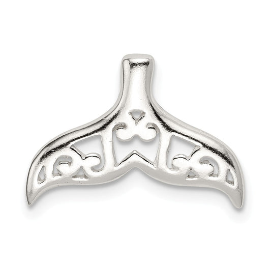 Million Charms 925 Sterling Silver Polished Filigree Whale Tail Chain Slide
