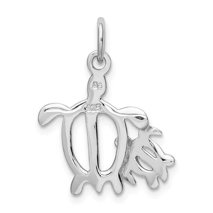 Million Charms 925 Sterling Silver Rhodium-Plated Turtles Pendant