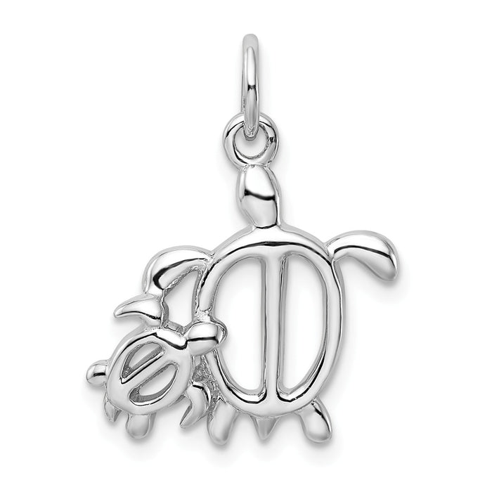 Million Charms 925 Sterling Silver Rhodium-Plated Turtles Pendant