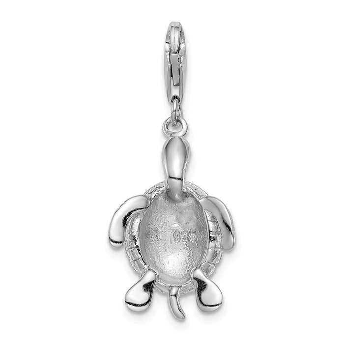 Million Charms 925 Sterling Silver Rhodium-Plated Turtle Clip-On Charm