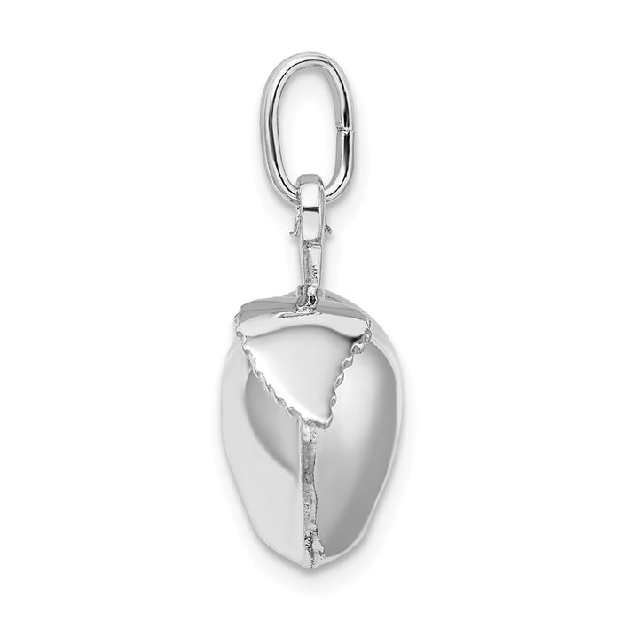 Million Charms 925 Sterling Silver Rhodium-plated Plated Polished Puffed Apple With Leaf Charm