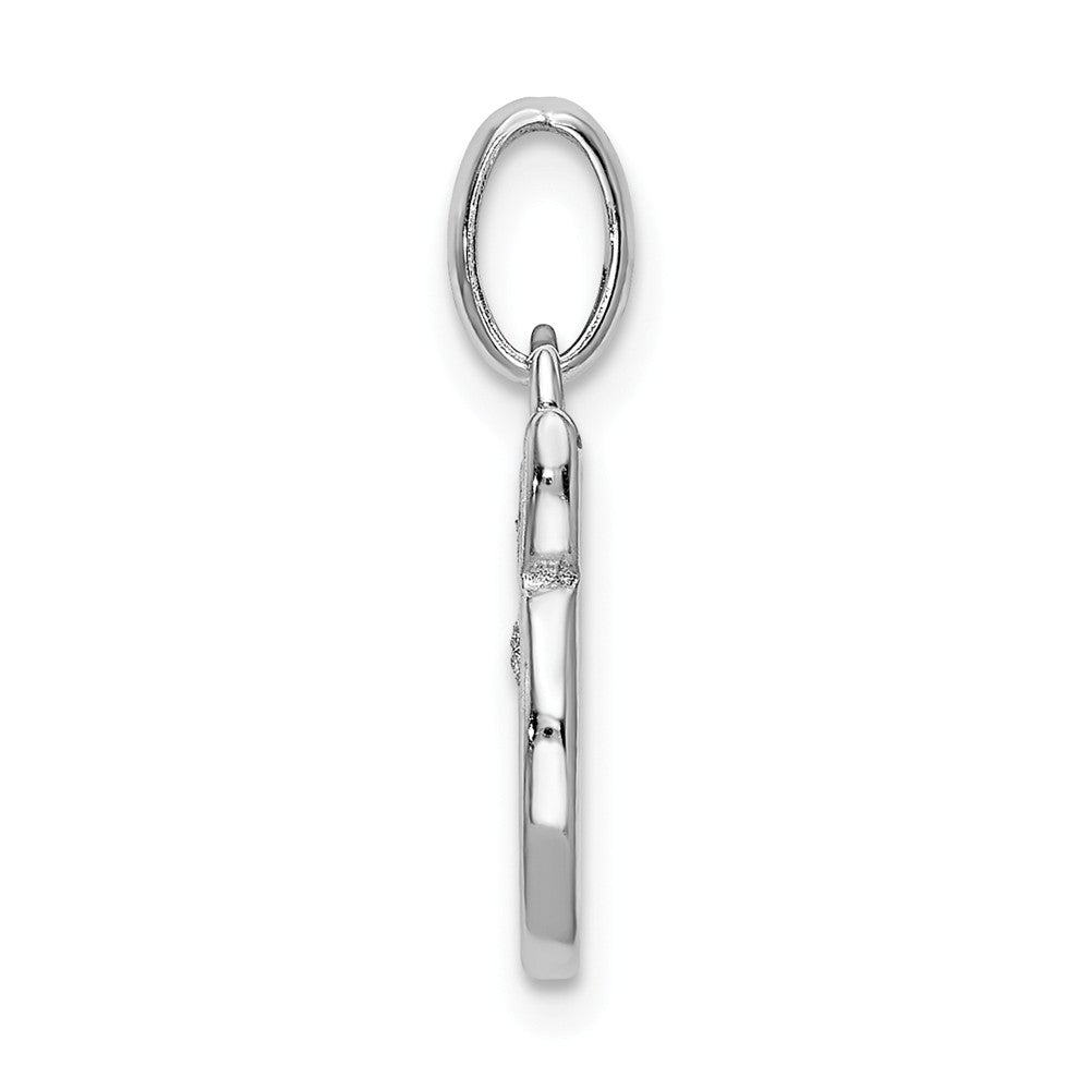 Million Charms 925 Sterling Silver Rhod-Plated Polished Enamel & Glitter Fabric Apple Charm