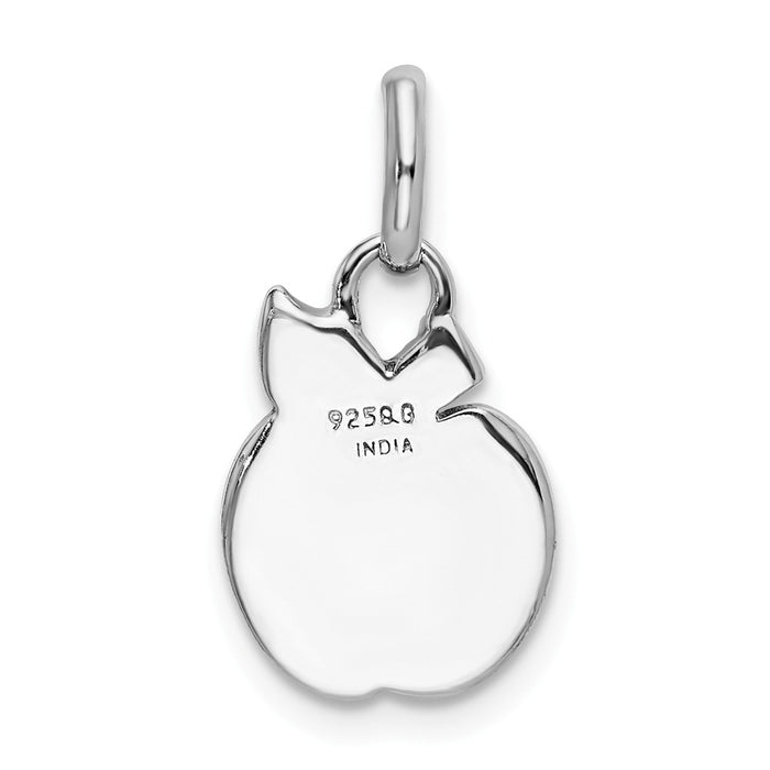 Million Charms 925 Sterling Silver Rhod-Plated Polished Enamel & Glitter Fabric Apple Charm