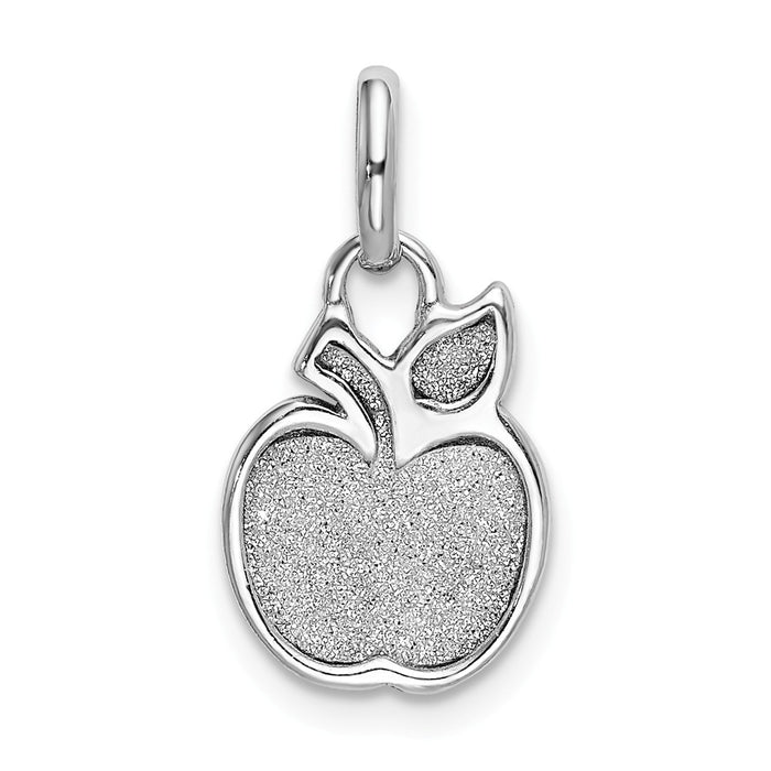 Million Charms 925 Sterling Silver Rhod-Plated Polished Enamel & Glitter Fabric Apple Charm