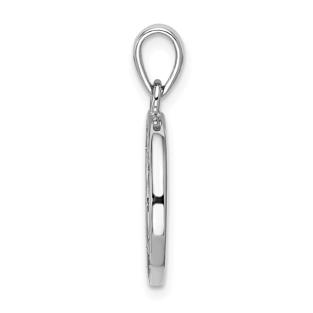 Million Charms 925 Sterling Silver Rhodium-Plated Enamel Glitter Fabric Apple Cut-Out Pendant