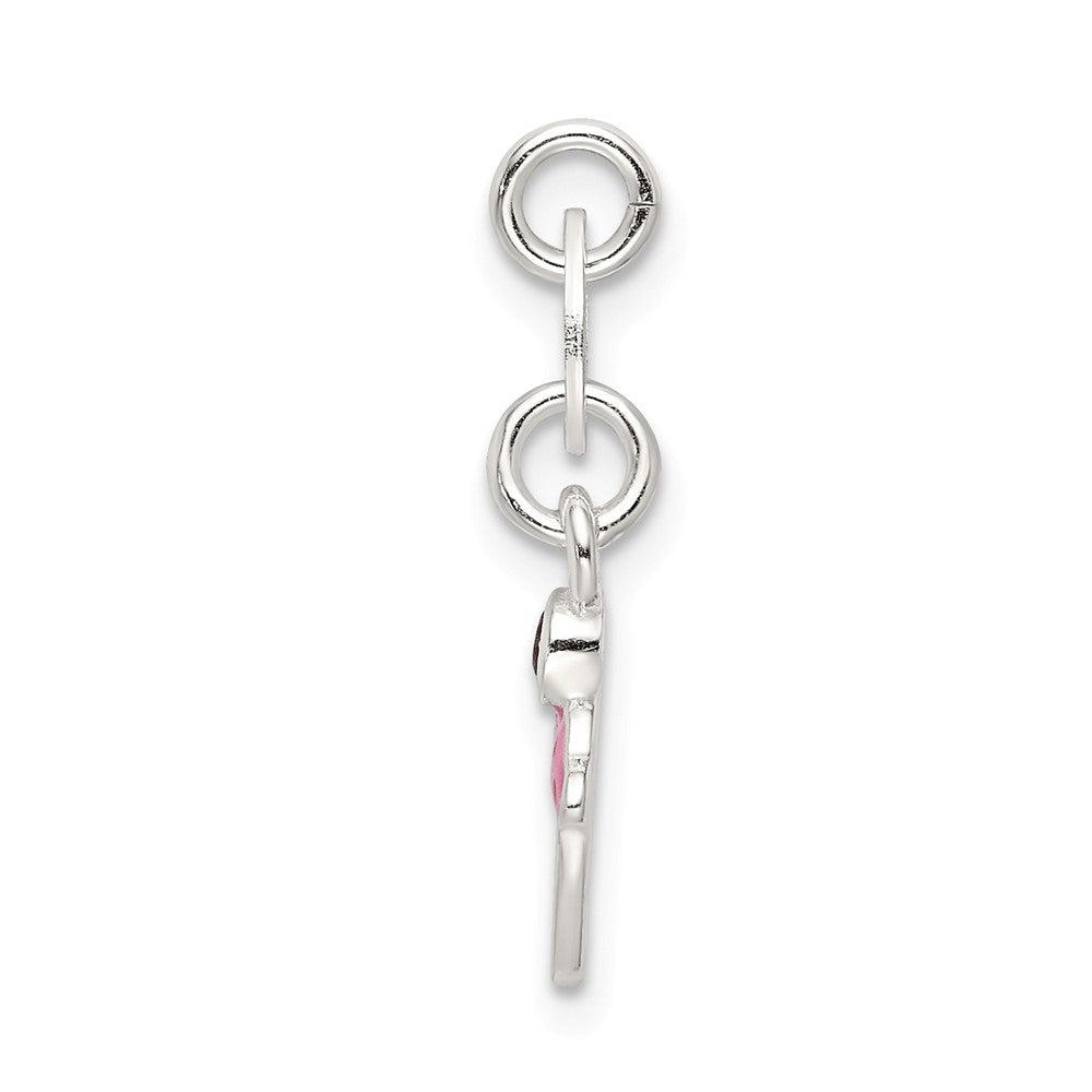 Million Charms 925 Sterling Silver Polished, Enameled Cupcake With Garnet Charm