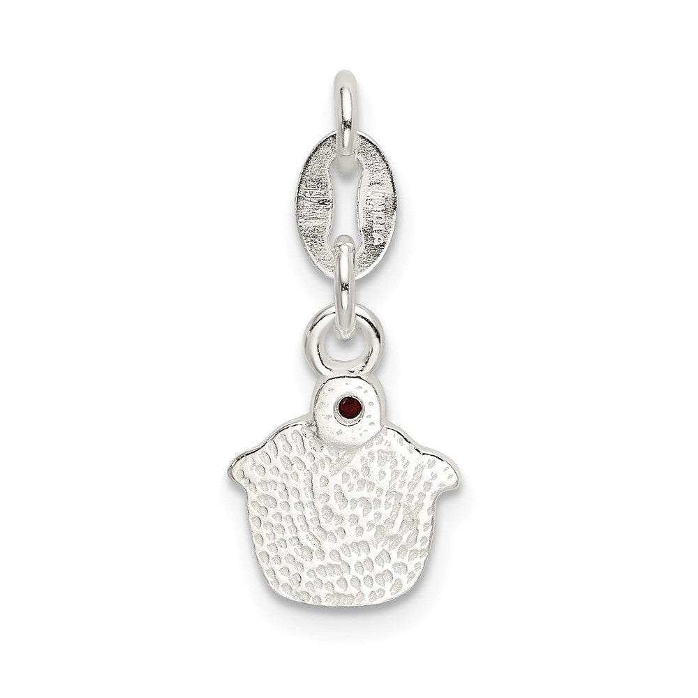 Million Charms 925 Sterling Silver Polished, Enameled Cupcake With Garnet Charm
