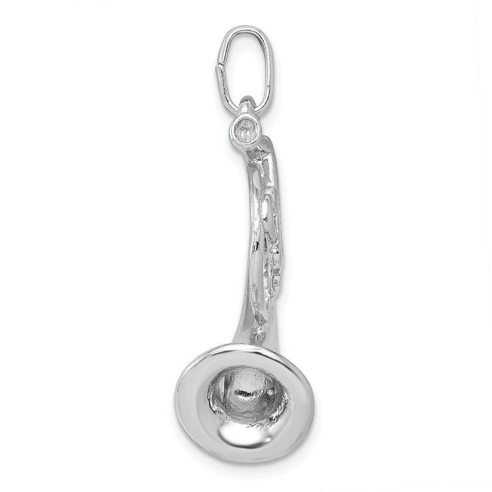 Million Charms 925 Sterling Silver Rhodium-plated Plated Polished French Horn Charm