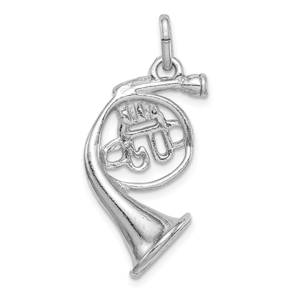 Million Charms 925 Sterling Silver Rhodium-plated Plated Polished French Horn Charm