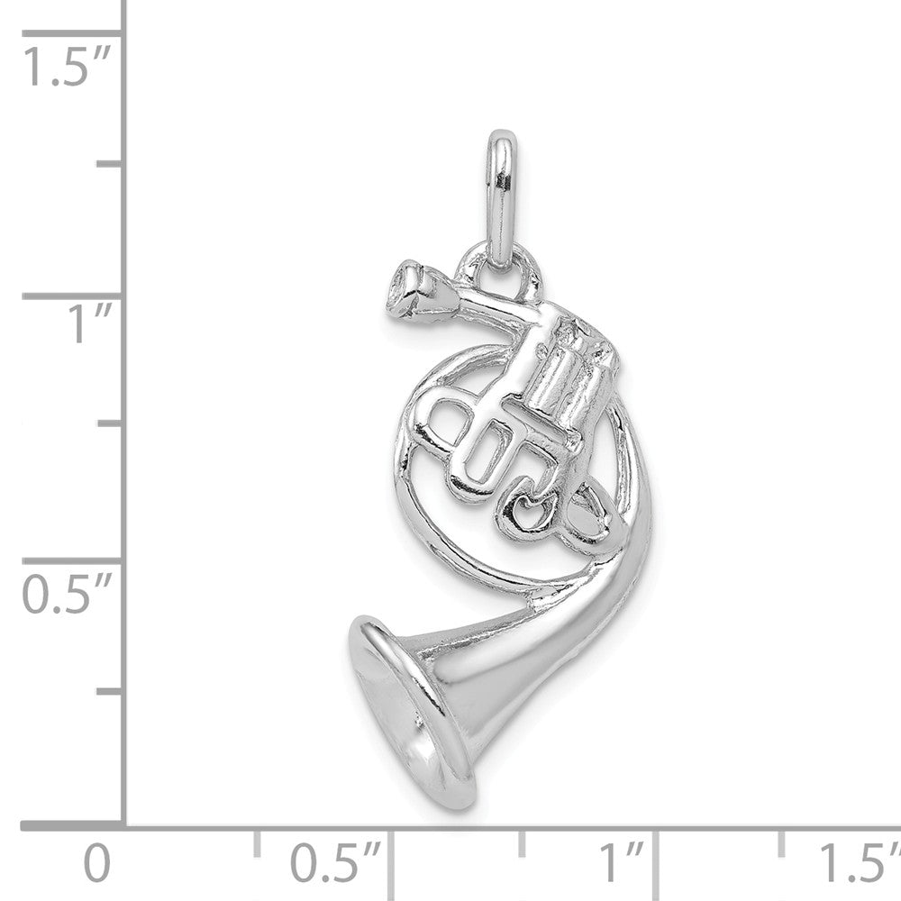 Million Charms 925 Sterling Silver Rhodium-plated Plated Polished French Horn Charm