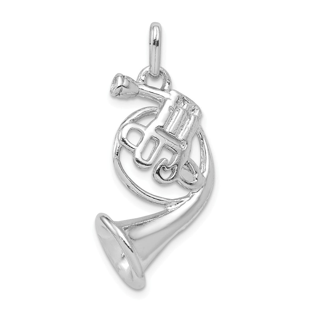 Million Charms 925 Sterling Silver Rhodium-plated Plated Polished French Horn Charm